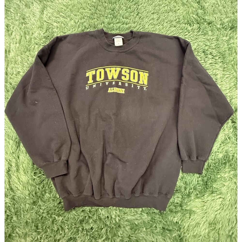 VTG Towson University Alumni Sweatshirt 2XL Black Perrin Wear NCAA College Fan